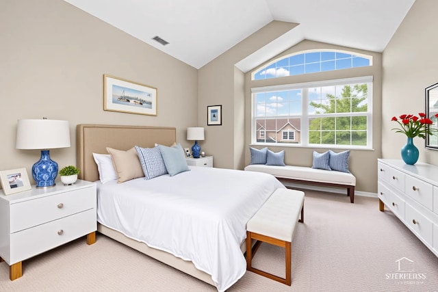 951 Viewpoint Dr, Lake In The Hills, IL 60156 - bedroom featuring vaulted ceiling and light colored carpet