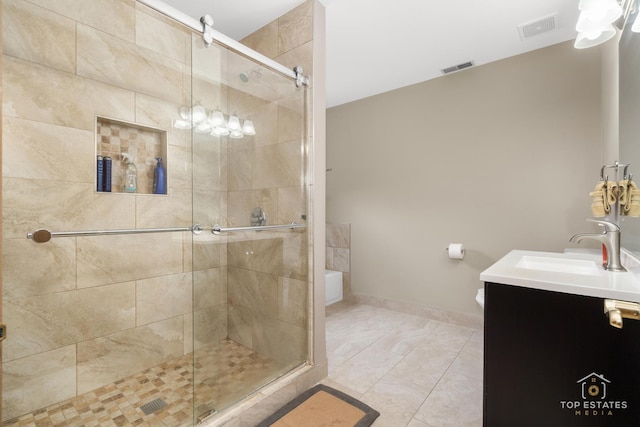 951 Viewpoint Dr, Lake In The Hills, IL 60156 - full bathroom with vanity and a stall shower