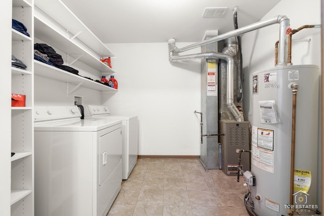951 Viewpoint Dr, Lake In The Hills, IL 60156 - laundry room with separate washer and dryer, gas water heater, and heating unit