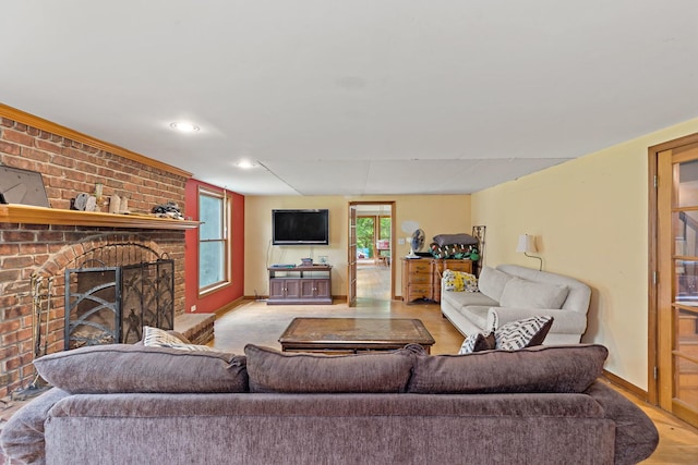 3457 W Hamilton Rd, Monee, IL 60449 - living area with a brick fireplace and recessed lighting