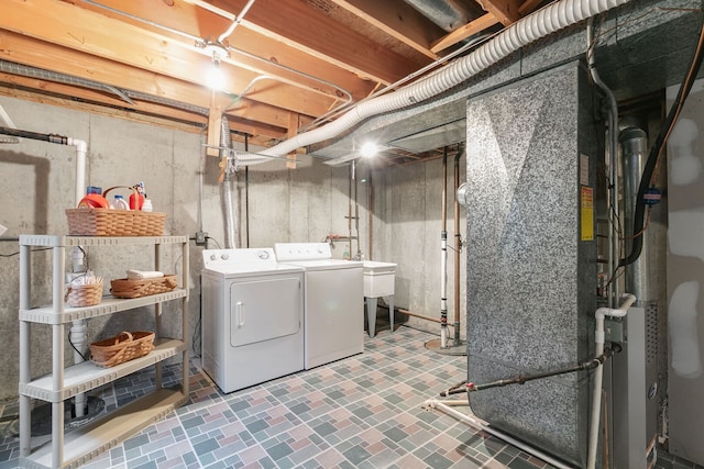 11016 Eaton Ct, Westchester, IL 60154 - washroom with washing machine and clothes dryer and heating unit