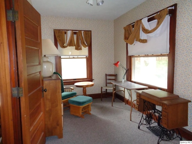215 S 16th St, Quincy, IL 62301 - living area with wallpapered walls and carpet