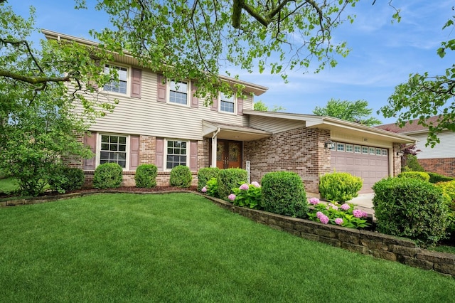 872 Asbury Ln, Schaumburg, IL 60193 - view of front of house featuring brick siding, a garage, and a front lawn