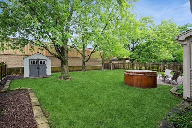 872 Asbury Ln, Schaumburg, IL 60193 - fenced backyard with a hot tub and a storage shed