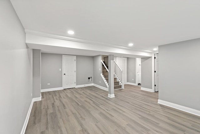 293 Hickory St, Chicago Heights, IL 60411 - finished below grade area featuring recessed lighting, stairway, and light wood-style flooring
