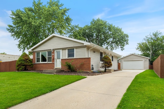 267 N Idlewild Ave, Mundelein, IL 60060 - ranch-style home featuring brick siding, an outbuilding, a garage, and entry steps