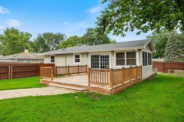 267 N Idlewild Ave, Mundelein, IL 60060 - rear view of property featuring a fenced backyard, a wooden deck, and roof with shingles