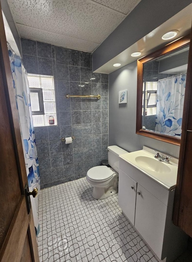 5330 S California Ave, Chicago, IL 60632 - bathroom with vanity, tile patterned floors, and a paneled ceiling