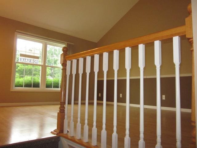 316 Brookwood Trl, Mchenry, IL 60050 - stairway featuring vaulted ceiling and baseboards