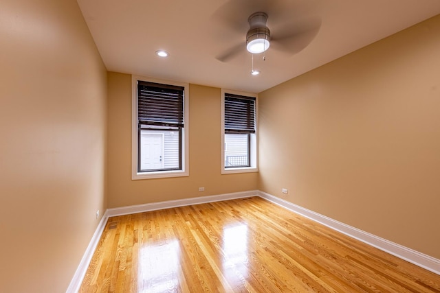 2012 W Coulter St, Chicago, IL 60608 - unfurnished room featuring light wood-type flooring, ceiling fan, and recessed lighting