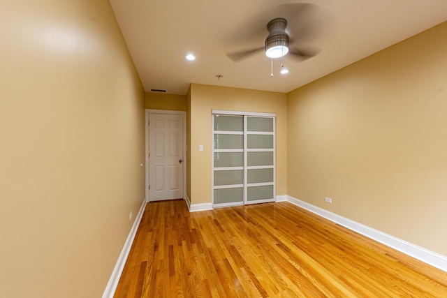 2012 W Coulter St, Chicago, IL 60608 - unfurnished room with ceiling fan, light wood finished floors, and recessed lighting