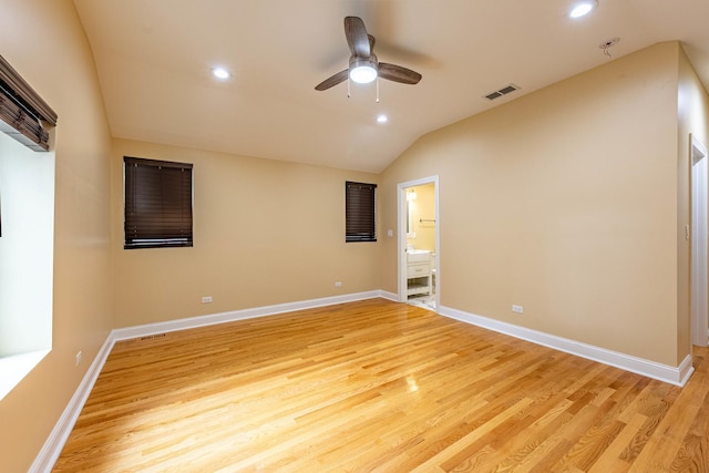 2012 W Coulter St, Chicago, IL 60608 - spare room featuring light wood-style flooring, a ceiling fan, recessed lighting, and lofted ceiling