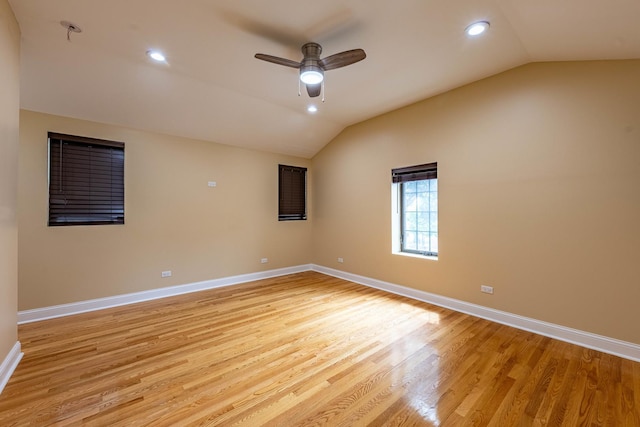2012 W Coulter St, Chicago, IL 60608 - unfurnished room with vaulted ceiling, light wood-style floors, a ceiling fan, and recessed lighting