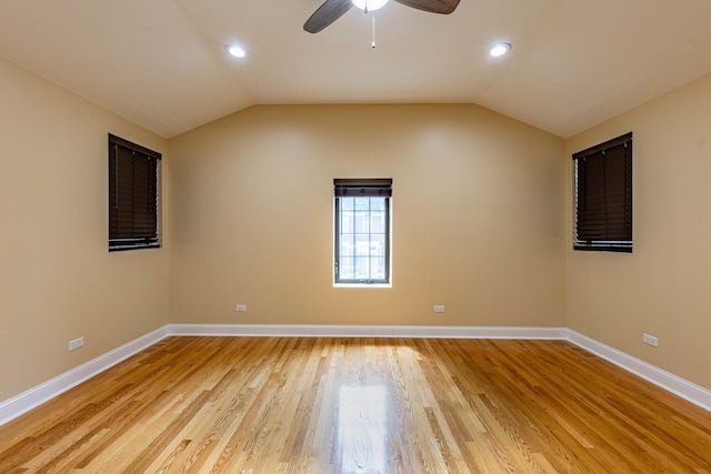 2012 W Coulter St, Chicago, IL 60608 - spare room featuring light wood finished floors, a ceiling fan, lofted ceiling, and recessed lighting