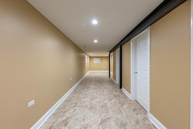 2012 W Coulter St, Chicago, IL 60608 - hallway featuring recessed lighting and light stone finish floors