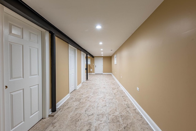 2012 W Coulter St, Chicago, IL 60608 - hall featuring light stone finish floors and recessed lighting