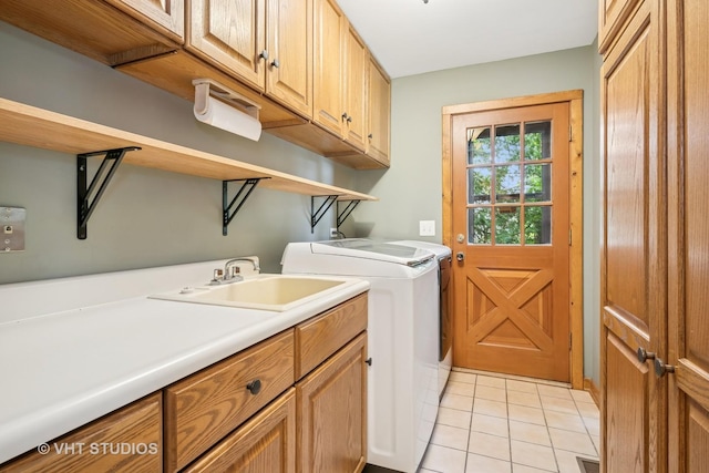 723 N River Rd, Algonquin, IL 60102 - washroom with washer and clothes dryer, cabinet space, and light tile patterned flooring