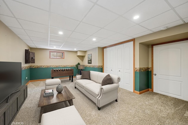 723 N River Rd, Algonquin, IL 60102 - carpeted living room with a drop ceiling and recessed lighting