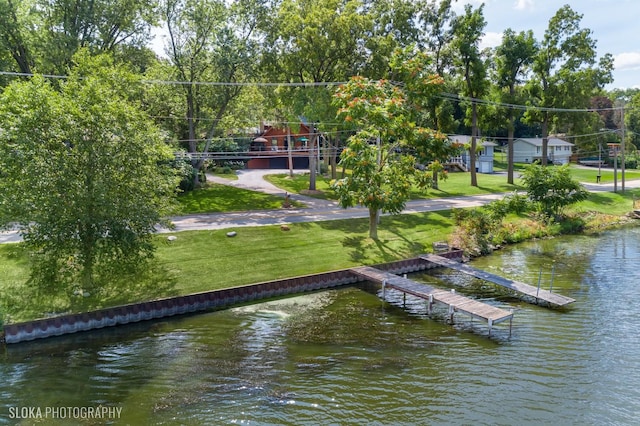 723 N River Rd, Algonquin, IL 60102 - dock with a water view and a lawn