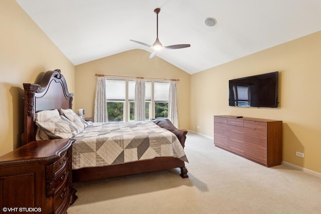 2701 Hamman Way, Aurora, IL 60502 - bedroom with light carpet, vaulted ceiling, and ceiling fan