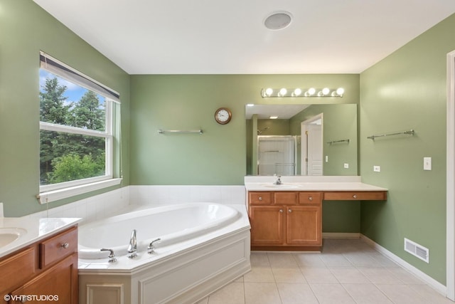2701 Hamman Way, Aurora, IL 60502 - full bath with two vanities, tile patterned floors, and a garden tub