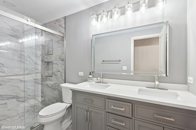 2701 Hamman Way, Aurora, IL 60502 - bathroom featuring double vanity and a marble finish shower