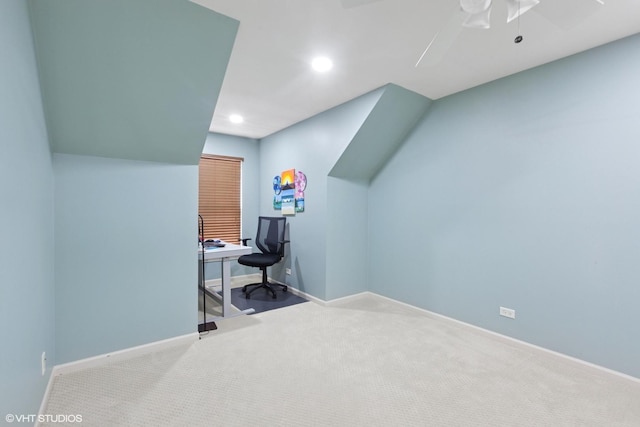 2701 Hamman Way, Aurora, IL 60502 - office area featuring ceiling fan, recessed lighting, and carpet