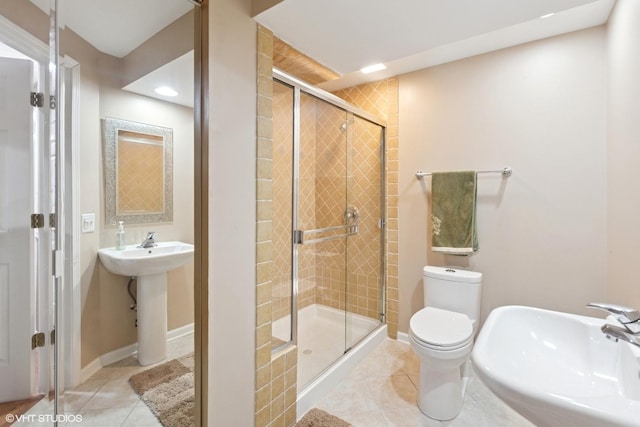 2701 Hamman Way, Aurora, IL 60502 - full bathroom featuring tile patterned floors, a stall shower, and recessed lighting