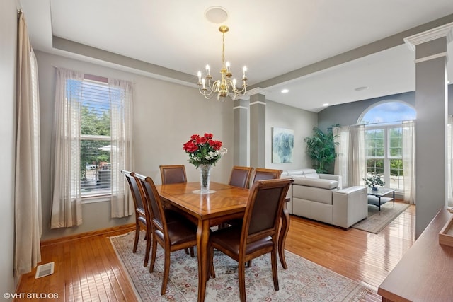 2701 Hamman Way, Aurora, IL 60502 - dining area featuring light wood finished floors, a chandelier, and recessed lighting