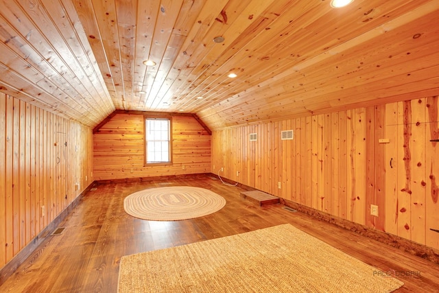520 Holdridge Ave, Winthrop Harbor, IL 60096 - bonus room with hardwood / wood-style flooring, wood walls, wooden ceiling, and lofted ceiling