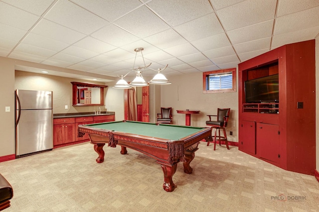 520 Holdridge Ave, Winthrop Harbor, IL 60096 - playroom featuring billiards, light carpet, and a drop ceiling