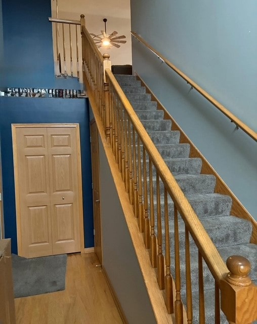 8310 Auburn Ln, Frankfort, IL 60423 - staircase featuring wood finished floors and a ceiling fan