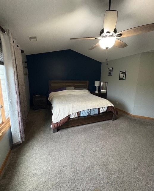 8310 Auburn Ln, Frankfort, IL 60423 - bedroom with carpet, vaulted ceiling, and ceiling fan
