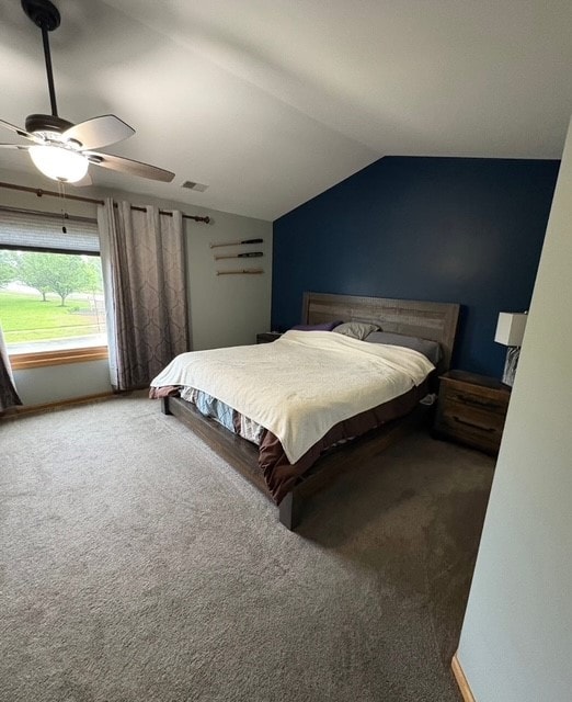 8310 Auburn Ln, Frankfort, IL 60423 - carpeted bedroom featuring lofted ceiling and ceiling fan
