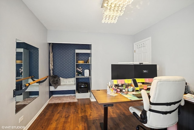 523 N Ela Rd, Barrington, IL 60010 - office area with wood finished floors and a chandelier