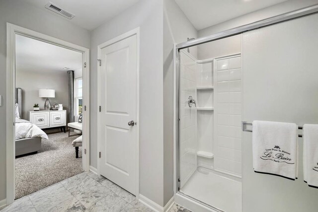 1814 Legacy Pointe Blvd, Plainfield, IL 60586 - full bathroom featuring a shower stall, ensuite bathroom, and marble finish flooring