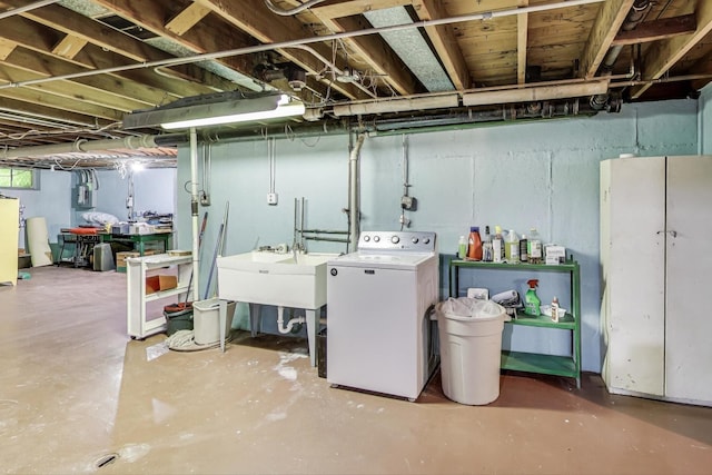859 S Mount Prospect Rd, Des Plaines, IL 60016 - below grade area featuring washer / clothes dryer and fridge