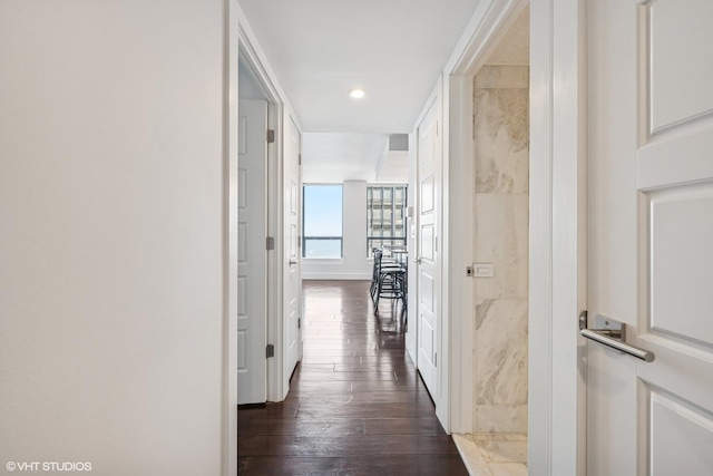 260 E Chestnut St Unit 1210, Chicago, IL 60611 - hall with dark wood-style flooring and recessed lighting