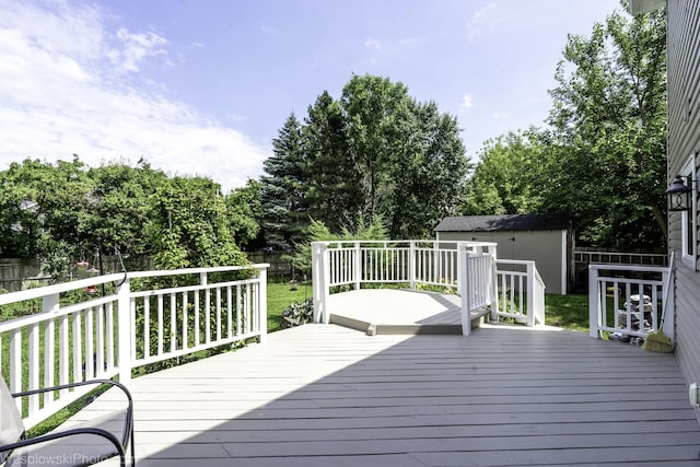 2004 Pine Dr, Mchenry, IL 60051 - wooden terrace featuring view of wooded area and a storage shed