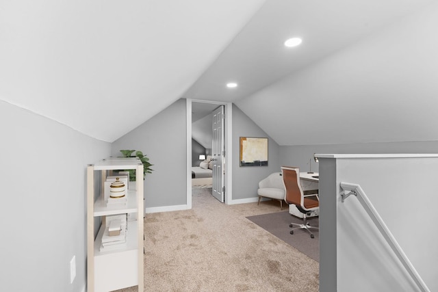 526 S Calumet Ave, Aurora, IL 60506 - office space featuring carpet floors, lofted ceiling, and recessed lighting