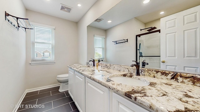 1291 White Chapel Ln, Algonquin, IL 60102 - full bath with double vanity, tile patterned flooring, tiled shower, and recessed lighting