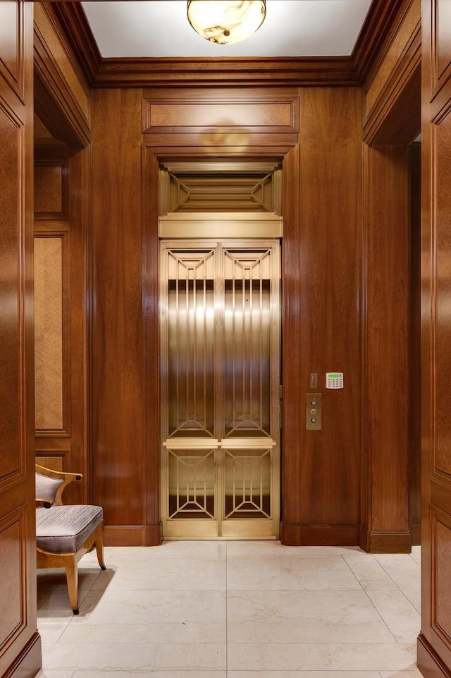 189 E Lake Shore Dr Unit Ph18, Chicago, IL 60611 - corridor with wooden walls and ornamental molding