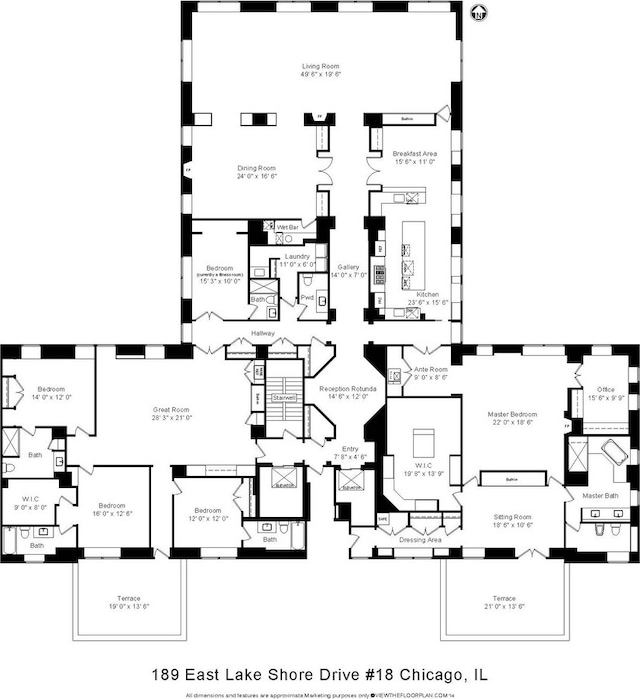 189 E Lake Shore Dr Unit Ph18, Chicago, IL 60611 - view of property floor plan