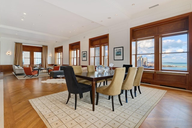 189 E Lake Shore Dr Unit Ph18, Chicago, IL 60611 - dining room featuring crown molding and recessed lighting