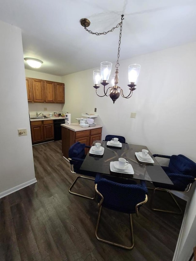 745 Grove Dr Unit 103, Buffalo Grove, IL 60089 - dining room with a chandelier and dark wood-style floors