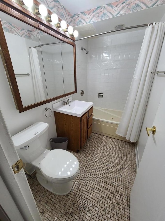 745 Grove Dr Unit 103, Buffalo Grove, IL 60089 - bathroom featuring shower / bath combo, tile patterned floors, and vanity