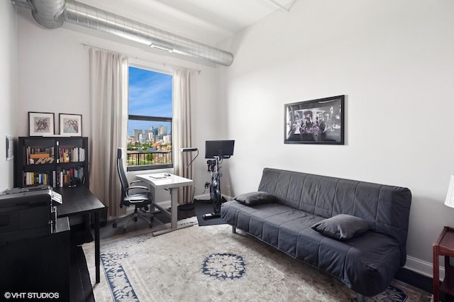 1524 S Sangamon St Unit 802, Chicago, IL 60608 - living area with a desk and wood finished floors