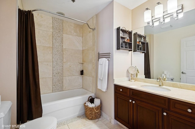 1524 S Sangamon St Unit 802, Chicago, IL 60608 - bathroom featuring shower / bathtub combination with curtain, tile patterned flooring, and vanity