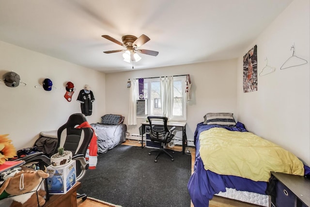 1555 Monroe Ave Unit 2, River Forest, IL 60305 - bedroom featuring ceiling fan and baseboard heating