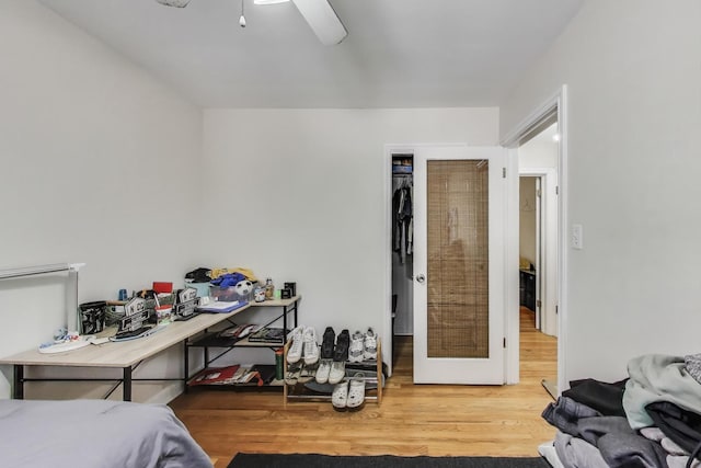1555 Monroe Ave Unit 2, River Forest, IL 60305 - bedroom with wood finished floors, a ceiling fan, and a spacious closet